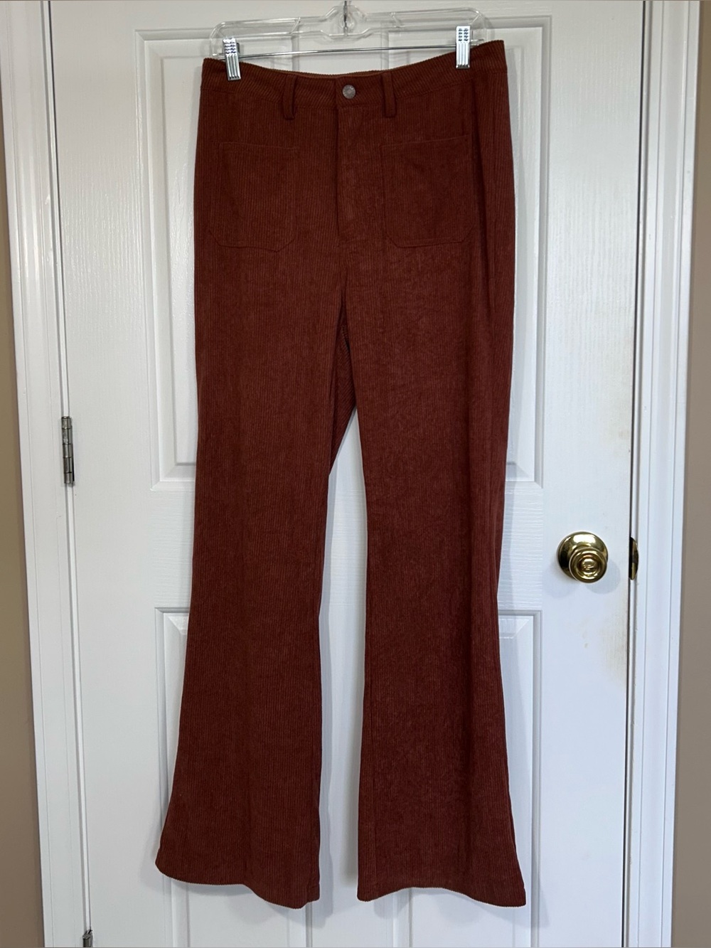 Haute The Velvet Rust Flare Corduroy High Rise Pants L